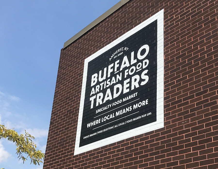 Buffalo Artisan Food Traders Brick Wrap Sign